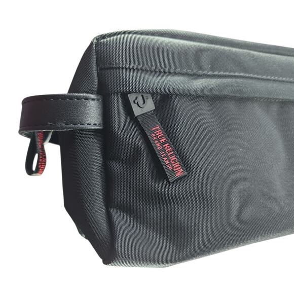 True Religion Black Travel Toiletry Bag Mens Aldis Nylon Dopp Kit Horseshoe Logo - Picture 7 of 8